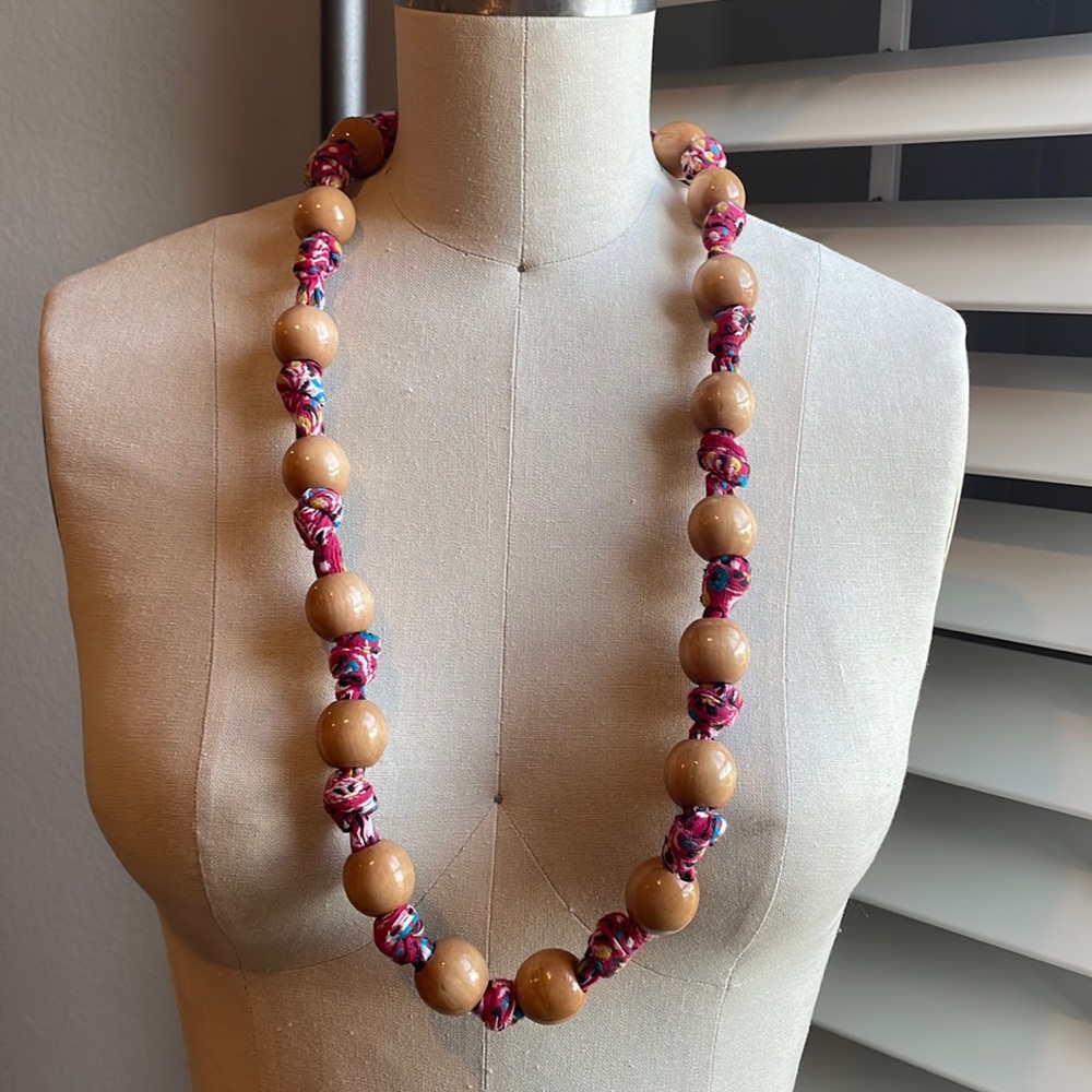 Anthropologie beaded ribbon necklace